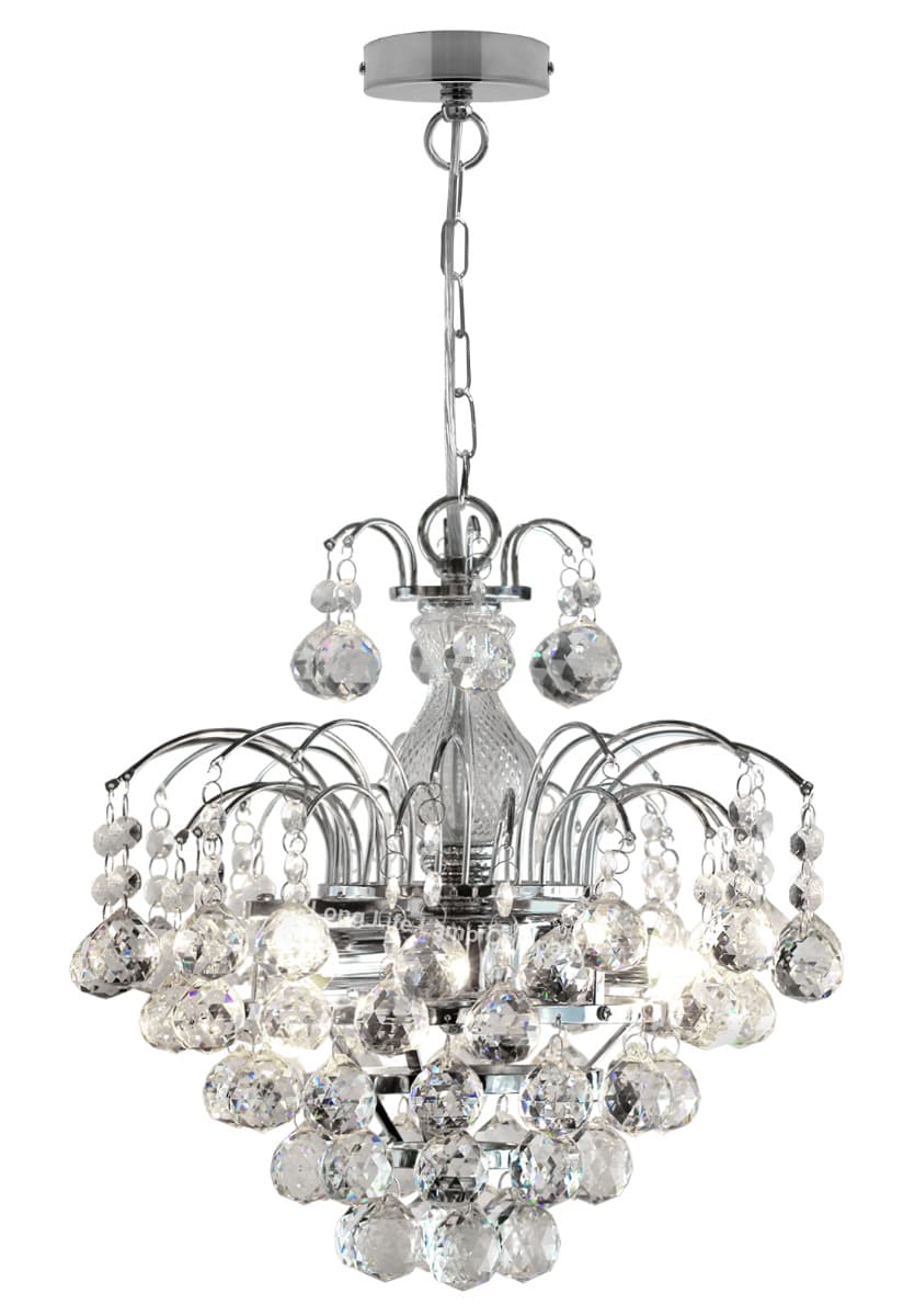Droplet Fountain Crystal Chandelier Ceiling Pendant Light Reflect Chrome Finish and Real Crystals 