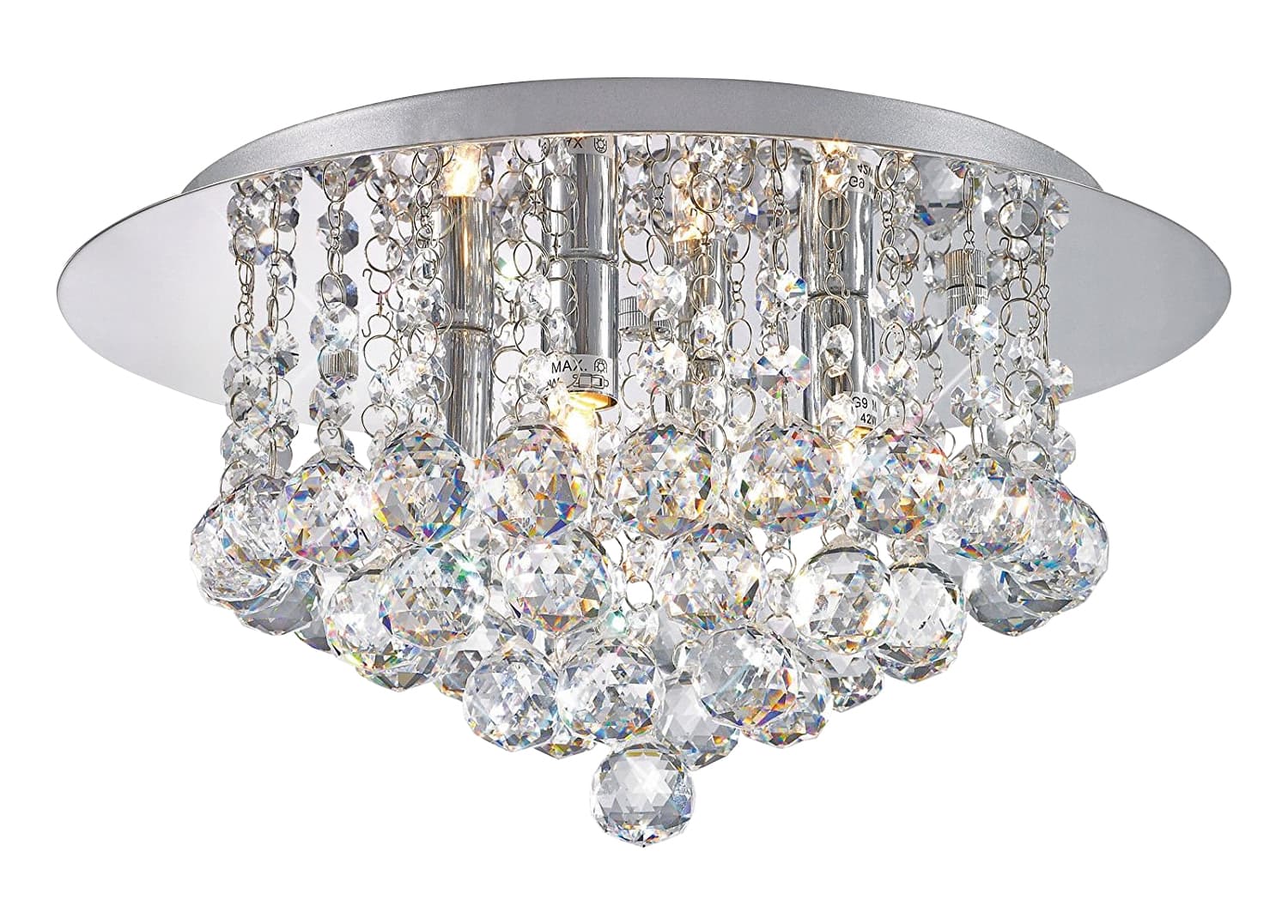 Modern Elegant Round Chandelier Ceiling Light Crystal Droplets 