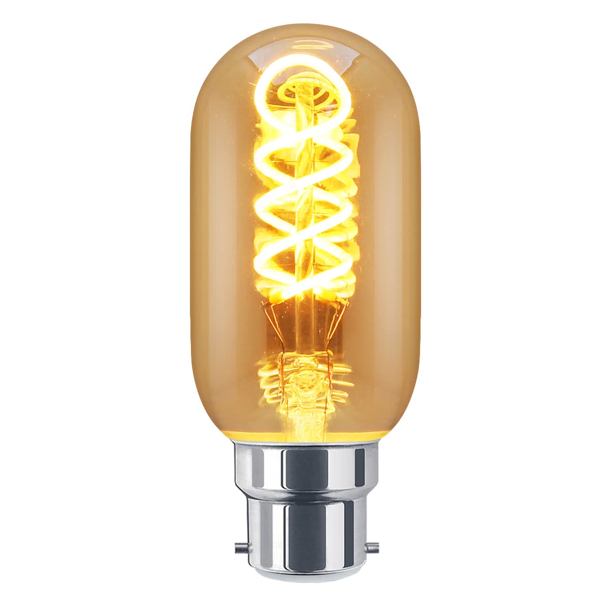 4w LED Vintage Spiral Filament Bulb Smoked Gold Glass B22 Teardrop T45