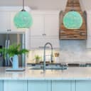 Vintage Ceiling Crackle Blue Mosaic Globe Glass Pendant Light K419