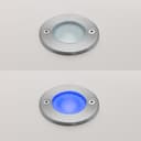 1w LED Recessed Outdoor Ground Light Round Blue Brushed Chrome Walkover Uplighter GL08B