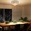Modern Decor Round Crystal Chandelier Ceiling Light Reflective Silver Base 