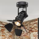 4w Black Industrial Flush Mount Single Adjustable Ceiling Or Wall Spotlight 