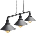 Industrial Suspended Ceiling Pendant 3 Lamp Black Metal Vintage Light Fitting 