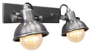 Vintage Twin Wall Light Dark Grey Pewter Finish Adjustable Swivel Spot Wall Light