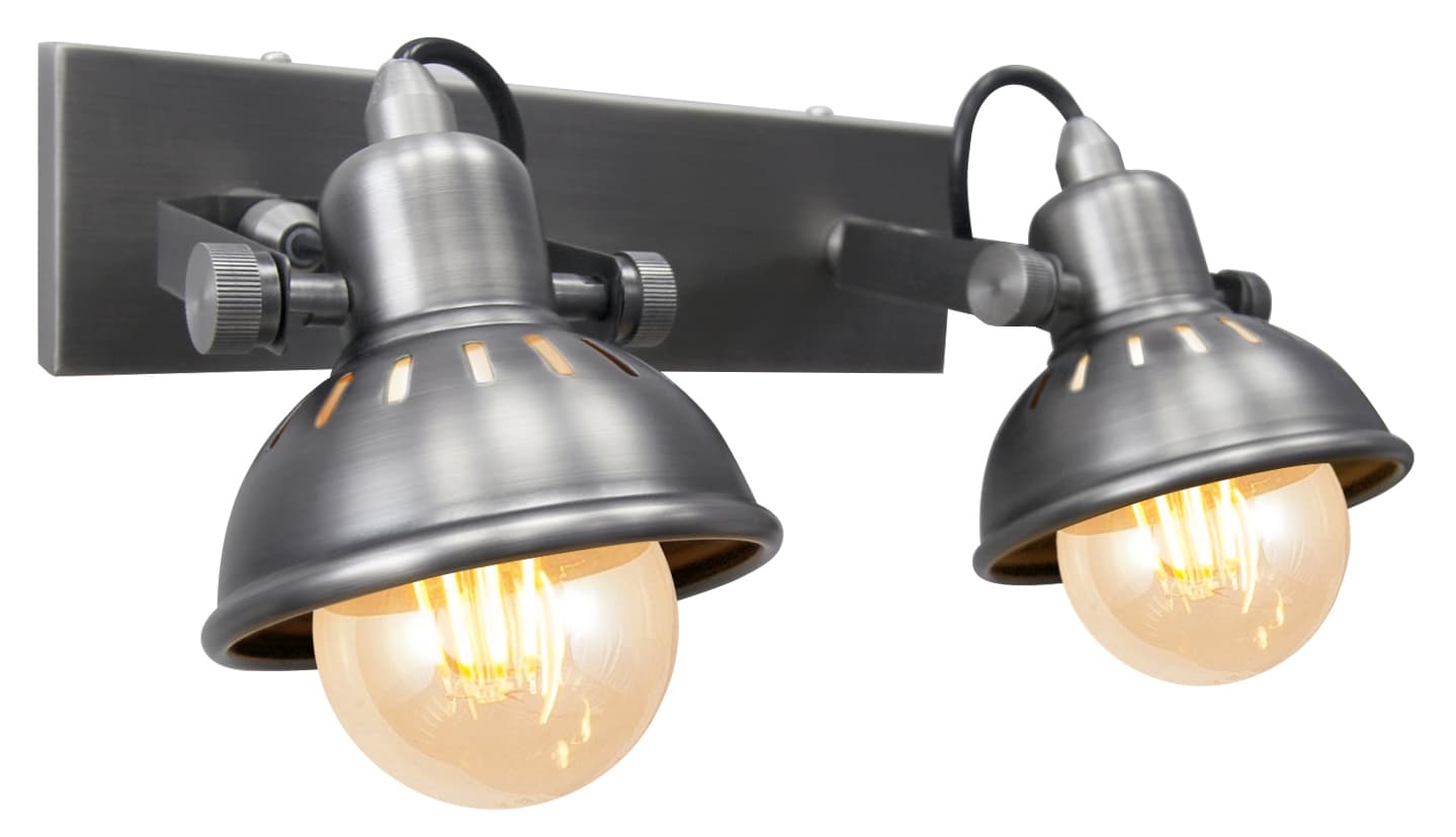 Vintage Twin Wall Light Dark Grey Pewter Finish Adjustable Swivel Spot Wall Light