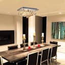 Modern Elegant Square Chandelier Ceiling Light Crystal Droplets Chrome Base 
