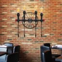 Vintage Industrial Water Pipe Wall Light Steampunk Nautical Wheel M0159