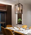 Vintage Antique Brass Box Lantern Ceiling Pendant Light M0155 