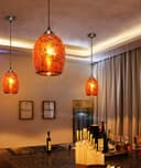 Vintage Ceiling Crackle Amber Mosaic Glass Pendant Light M0209