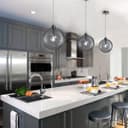 Modern Vintage Ceiling Smoked Grey Globe Pendant Light M0211
