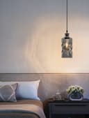 Vintage Smoked Grey Twisted Cylinder Glass Ceiling Pendant Lamp M0242