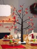 LED Indoor Christmas Brown Colour with Snow and Red Fruit 60cm Mains And Battery Operated TREE05