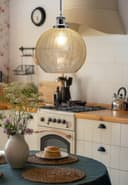 Crackle Glass Pendant Light Round Globe Shade Chrome Ceiling Lamp Holder H3043