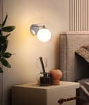 Modern Indoor Frosted Glass Globe Scone Chrome Wall Light H3097 With LED G9 Warm White