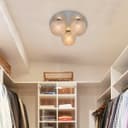 Round 3 Way Chrome Ceiling Light Frosted Pinecone Glass H3099