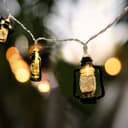 Outdoor or Indoor Mini Lantern 20 LED String Lights IP44 Mains Powered 2500K LANSL01
