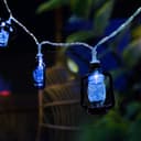 Outdoor Or Indoor Mini Lantern 20 LED String Lights IP44 Mains Powered Blue LANSL03