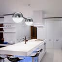 LED Ceiling Chrome Glass Globe Pendant Light CCT Natural Cool Warm White H3108