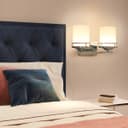 Modern Indoor Double Frosted Glass Sconce Chrome IP44 Wall Light H3101 With LED G9 Warm White