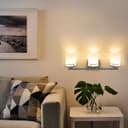 Modern Indoor 3 Frosted Glass Sconce Chrome IP44 Wall Light H3093 With LED G9 Warm White
