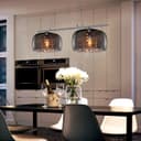 Modern Ceiling Crystal Droplet Pendant Light Double Smoked Grey Glass H3102