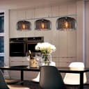 Modern Ceiling Crystal Droplet Pendant Light Triple Smoked Grey Glass H3103