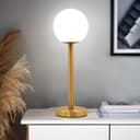 Art Deco Brass Table Lamp Frosted Globe Opaque Glass Shade H3117