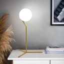 Art Deco Brass Table Lamp Frosted Globe Opaque Glass Shade