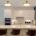 Industrial Brush Chrome Round Ceiling Light Semi Flush Mount Opal H3092