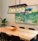 Large Vintage Black Hanging Ceiling Lantern Cage 5 Fitting Brass Pendant Light H3116