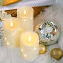 Set Of 3 USB Rechargeable LED Wax Coiled Fairy Flameless Candles With Remote Control WAX05