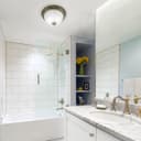 Flush Fitting Brass Ceiling Light Frosted Glass Dome Shade Metal Surround IP44 H3120