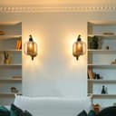 Industrial Antique Brass Single Wall Light Sconce Clear Glass Lamp Shade