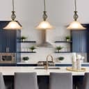 Vintage Antique Brass Ceiling Pendant Light Frosted Glass Fixture Chain Suspended H3123