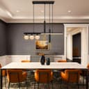 LED Bar 5 Light Black Ceiling Pendant Light Mini Glass Globes Slim Tubular H3135