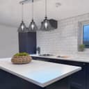 Vintage Industrial 3 Light Ceiling Pendant Lamp Mini Glass Sconce Smoked Grey Shades K403