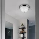 Flush Fitting Chrome Ceiling Light Frosted Glass Dome Shade Metal Surround IP44 H3111