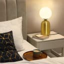 Antique Brass Table Lamp Frosted Glass Globe Shade Bedside Light T514