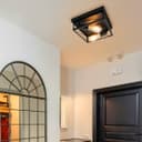 Industrial Black Ceiling Light Square 2 Light Box Lantern Flush Mounted K438
