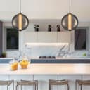 LED Globe Ceiling Pendant Light Smoked Grey Glass Lamp Shade Chrome Holder K437