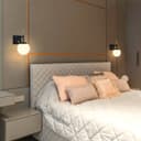 Modern Brass Wall Light Black Frosted Glass Globe Sconce H3125
