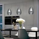 Retro Chrome Ceiling Pendant Light Fixture Grey Cracked Glass Oval Lamp shade H3058