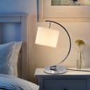 Modern Arched Chrome Table Lamp Fabric Lamp Shade Cream Drum T504
