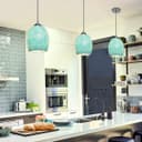  Vintage Ceiling Crackle Blue Mosaic Glass Pendant Light K420