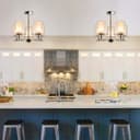 Fixed 5 Lights Chrome Ceiling Light Semi Flush Glass Shade Lantern Chandelier K415