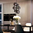  6 Cluster Smoked Grey Glass Globe Lamp Shades Black Ceiling Pendant Light K442
