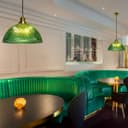 Vintage Green Ribbed Glass Brass Ceiling Pendant Light K446