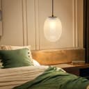 Modern Brass Ceiling Pendant Light Frosted White Textured Glass Lamp Shade K447