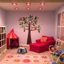 6w + 3w Square LED Ceiling Light Recessed Panel Dual Colour Cool White/Red